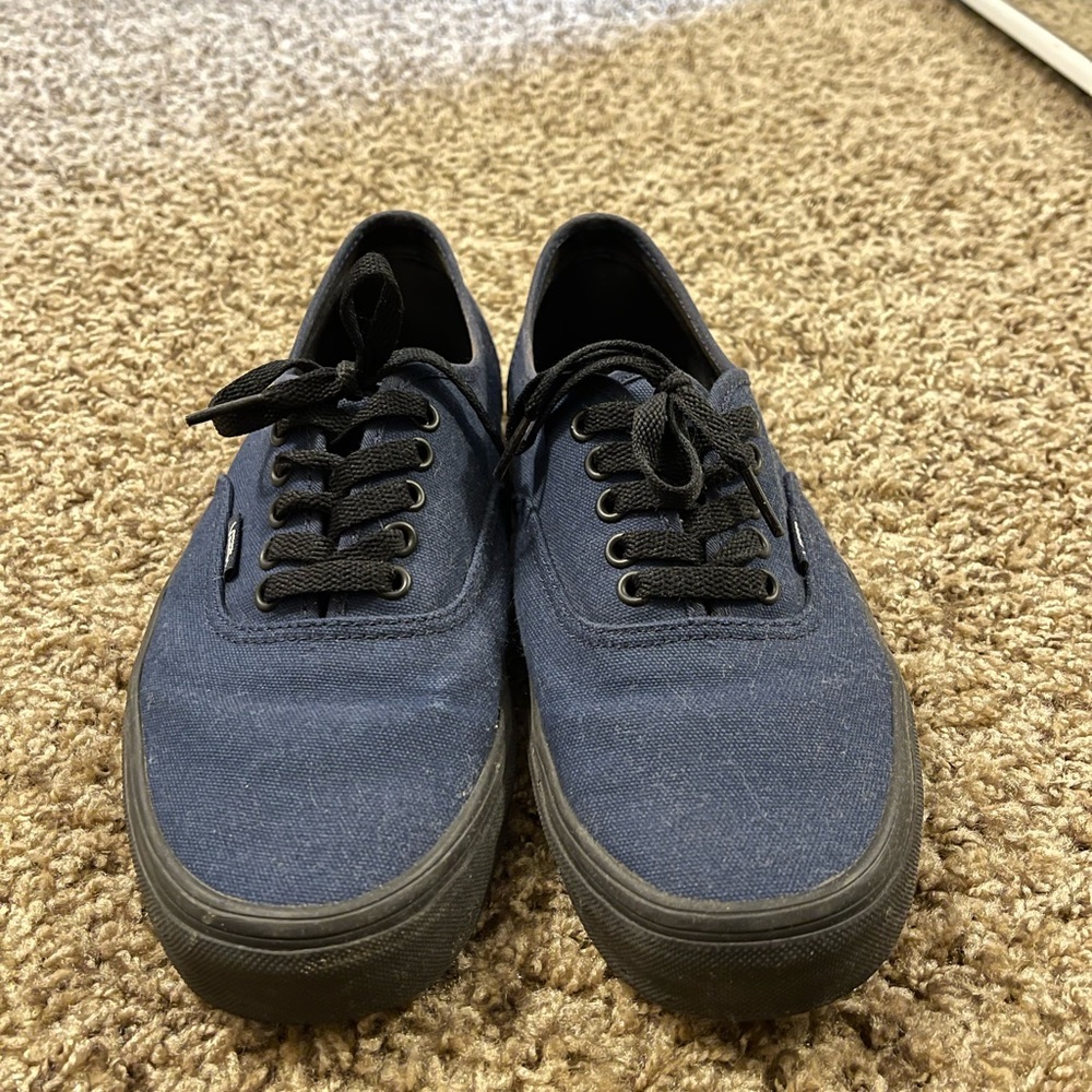 Black sole blue canvas Authentic Vans